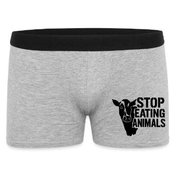 Kuhsilhouette Stop Eating Animals - Männer Boxer Shorts - Grau meliert - Vorne