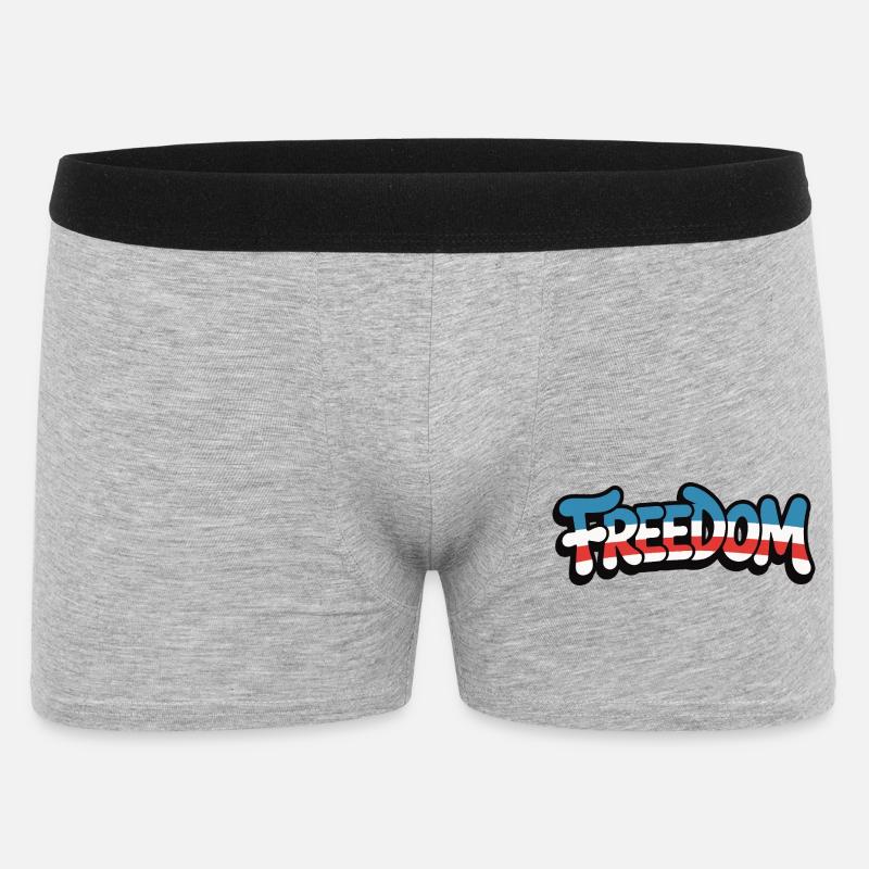 Freedom Typografie Statement Design - Männer Boxer Shorts - Grau meliert