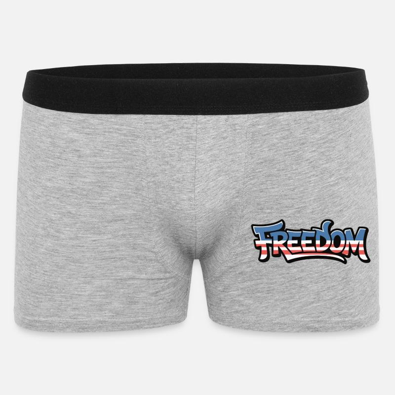 Freedom Typografie Statement Design - Männer Boxer Shorts - Grau meliert