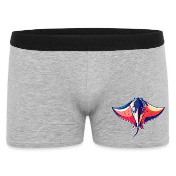 Colorful Manta Rays Graphic Sea Creatures Motif - Men's Boxer Shorts - heather grey - Front
