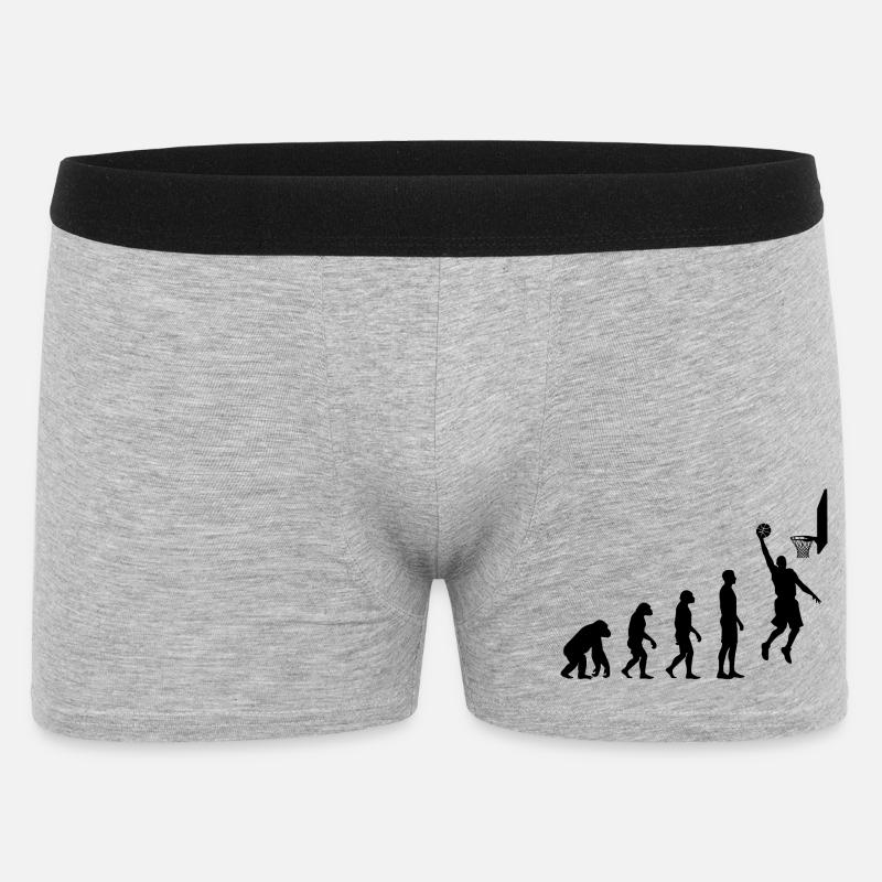 Basketball Evolution Human to Hoops Player - Männer Boxer Shorts - Grau meliert