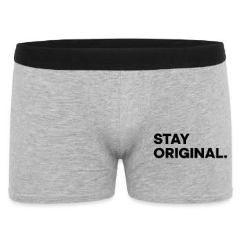 STAY ORIGINAL – Minimalist Typography Design - Männer Boxer Shorts - Grau meliert - Vorne