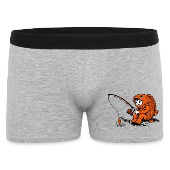 Boy in fish costume fishing - Men's Boxer Shorts - heather grey - Front