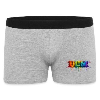 Regenbogenfarben ULM Schriftzug - Männer Boxer Shorts - Grau meliert - Vorne