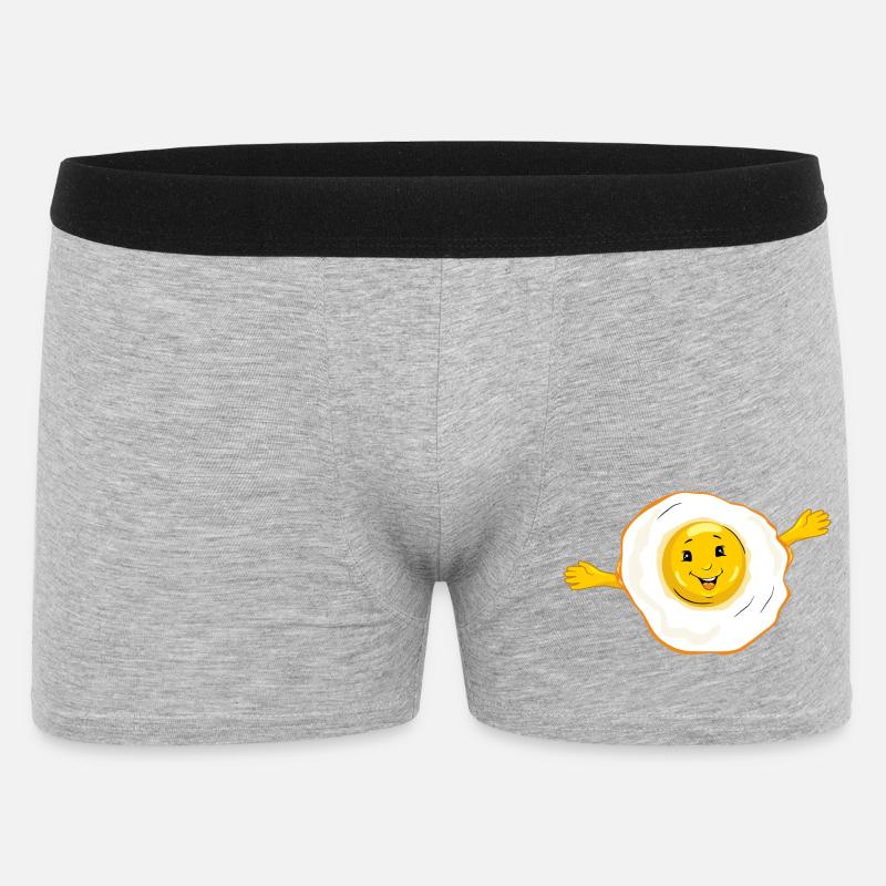 Cartoon_smiling_fried_egg - Männer Boxer Shorts - Grau meliert