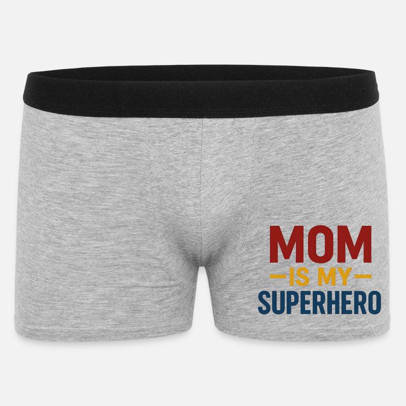 Maman Superhéros — Typographie audacieuse - Boxer Homme - gris chiné