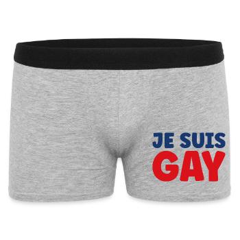 Je suis gay - Boxer Homme - gris chiné - Devant