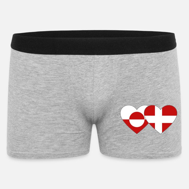 Grønlands Danmarks Flaghjerte - Boxer Shorts til mænd - grå meleret