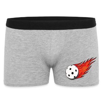 Floorball , Feuerball Sticker - Männer Boxer Shorts - Grau meliert - Vorne