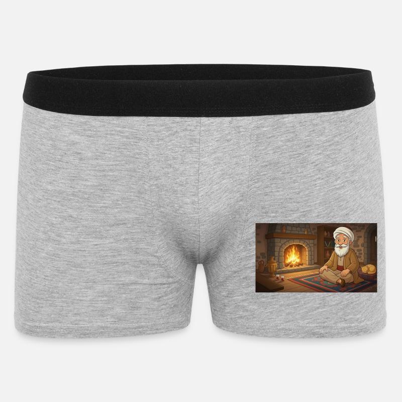 Paix intérieure et pleine conscience : Conception près de la cheminée - Boxer Homme - gris chiné