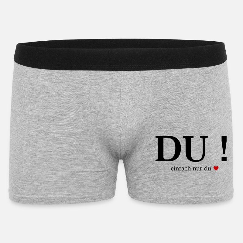 Du! Einfach Nur Du Herz - Männer Boxer Shorts - Grau meliert