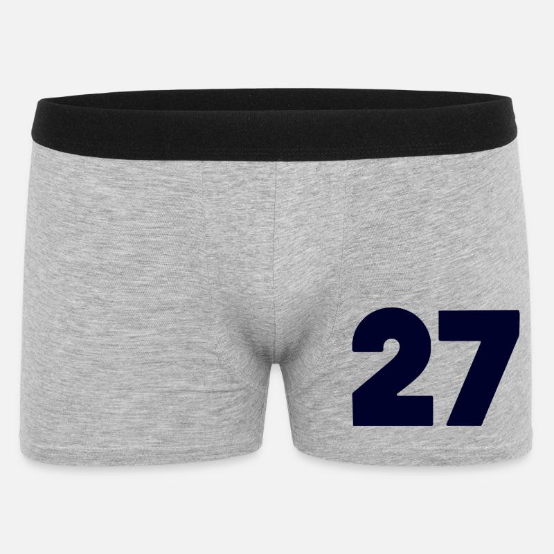 Fett 27 Numerisches Emblem - Männer Boxer Shorts - Grau meliert