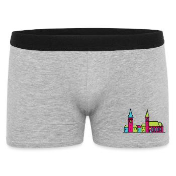 Wels City Skyline Lederer Turm Moderne Linienzeichnung - Männer Boxer Shorts - Grau meliert - Vorne