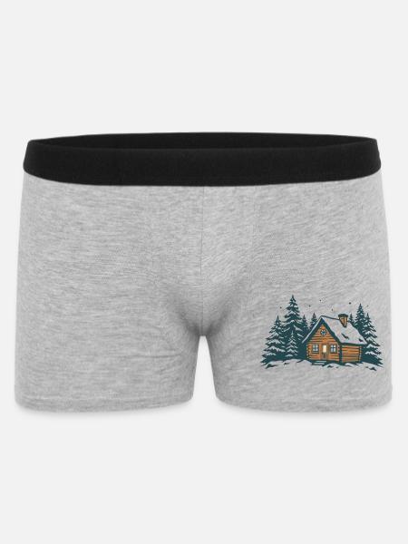 Winterwaldhütte - Männer Boxer Shorts - Grau meliert