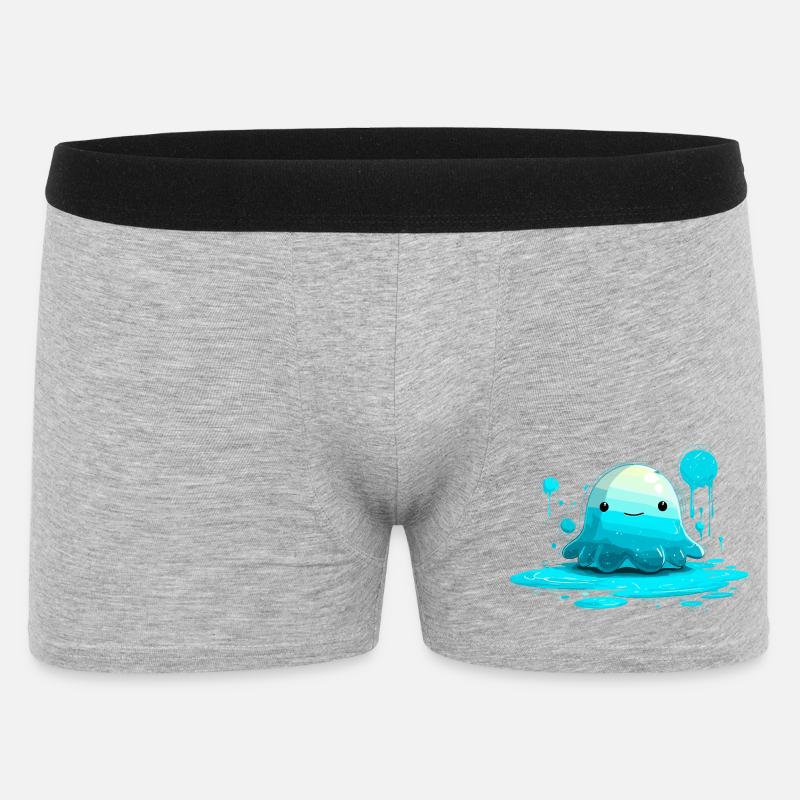 Blauer Wasserjelly mit Lächeln - Männer Boxer Shorts - Grau meliert