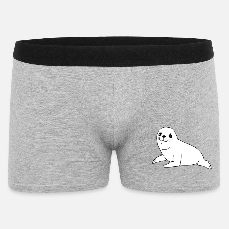 Robbe Seehund Robben Seehunde - Männer Boxer Shorts - Grau meliert