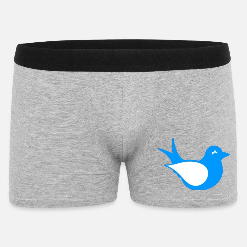 vogel silhouette sitzend, tiermotiv - Männer Boxer Shorts - Grau meliert
