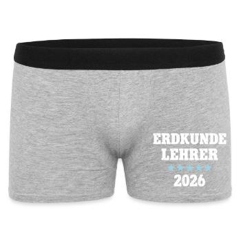 Erdkunde Lehrer 2026 Beruf Studium Lehramt Geo - Männer Boxer Shorts - Grau meliert - Vorne