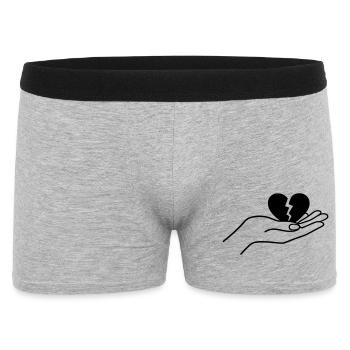 Cœur brisé en main Design minimal d’art lineal - Boxer Homme - gris chiné - Devant