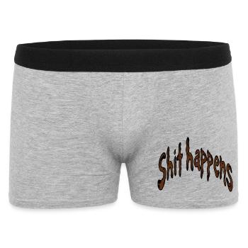 Shit Happens Typografie - Männer Boxer Shorts - Grau meliert - Vorne