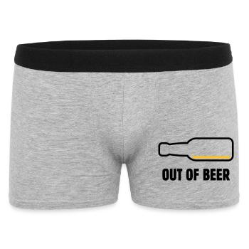 Out Of Beer (Bier / Bierchen / Biertrinker POS 2C) - Männer Boxer Shorts - Grau meliert - Vorne