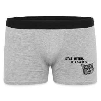 Stay Weird – Gangsta Cat Statement Art - Men's Boxer Shorts - heather grey - Front
