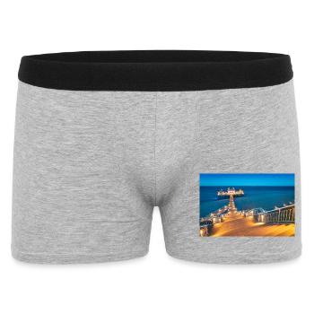 Seebrücke in Sellin auf Insel Rügen - Männer Boxer Shorts - Grau meliert - Vorne