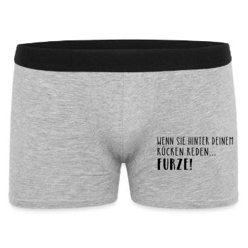 Wenn sie hinter deinem Rücken reden... - Männer Boxer Shorts - Grau meliert - Vorne