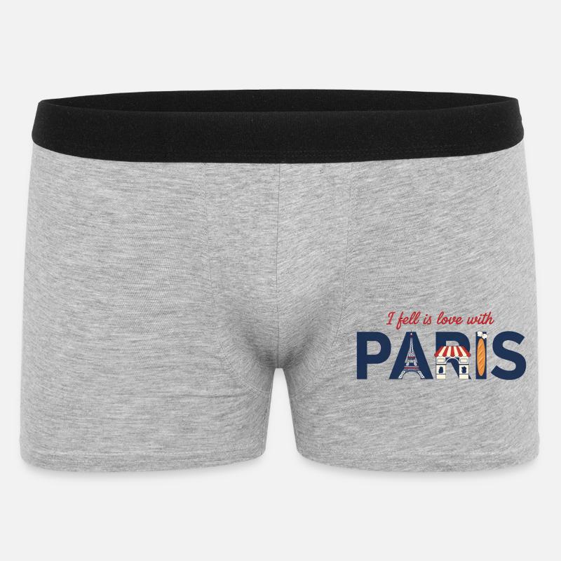 Paris Liebe – Eiffelturm & Baguette Design - Männer Boxer Shorts - Grau meliert
