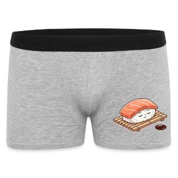 Sushi kawaii nigiri sur tapis de bambou - Boxer Homme - gris chiné - Devant