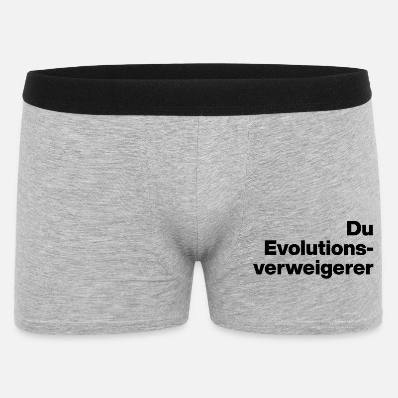 DU EVOLUTIONSVERWEIGERER. SARKASMUS, FRECH - Männer Boxer Shorts - Grau meliert