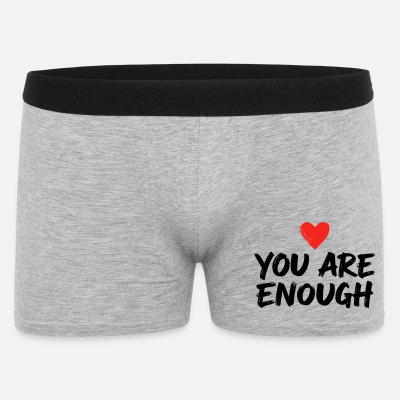 You Are Enough Selbstliebe Statement - Männer Boxer Shorts - Grau meliert