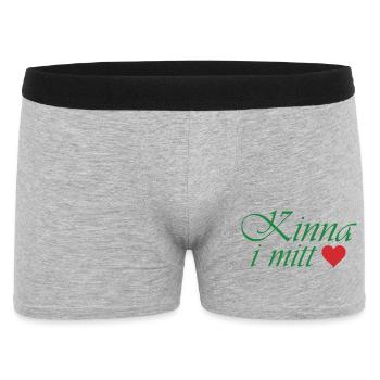 Femme au centre – Calligraphie verte avec cœur - Boxer Homme - gris chiné - Devant
