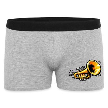Motif de musicien d’illustration rétro de trompette - Boxer Homme - gris chiné - Devant