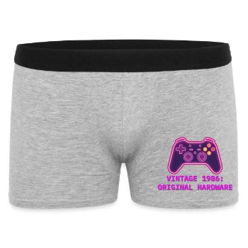 Neon Controller 1986 Retro – 40. Geburtstag - Männer Boxer Shorts - Grau meliert - Vorne