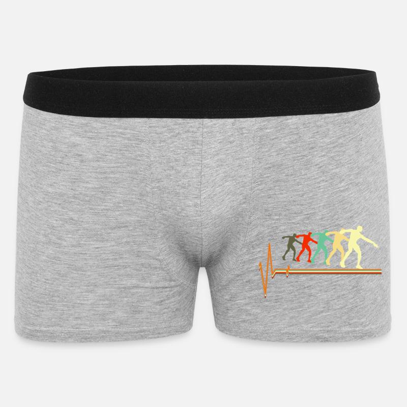 Shot Put Evolution Retro Herzschlag Pulskunst - Männer Boxer Shorts - Grau meliert