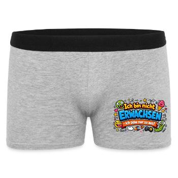 Ich bin nicht erwachsen Spruch Cartoon - Männer Boxer Shorts - Grau meliert - Vorne