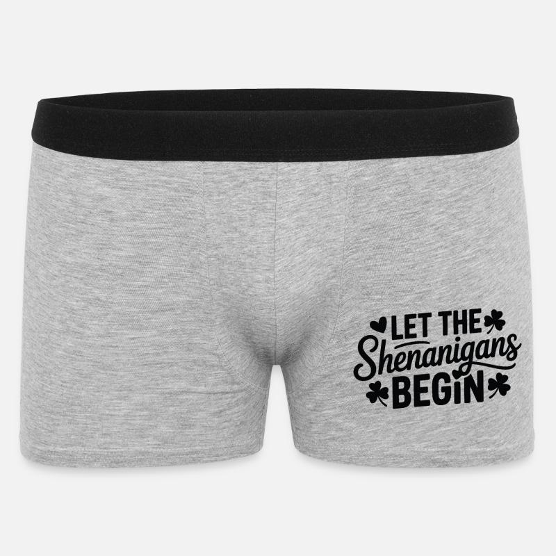 Shenanigans Begin Shamrock Script - Men's Boxer Shorts - heather grey