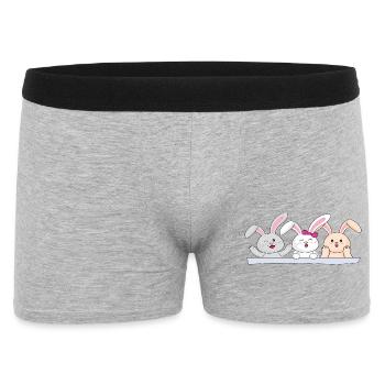 Trio de lapins heureux - Boxer Homme - gris chiné - Devant