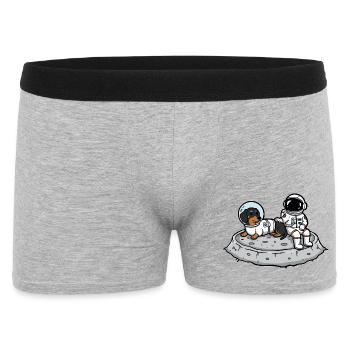 Astronaute Chien Teckel Lune Espace - Boxer Homme - gris chiné - Devant