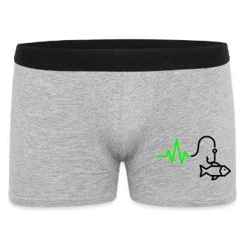 ECG Heart Rate Fish Hook Outline - Men's Boxer Shorts - heather grey - Front