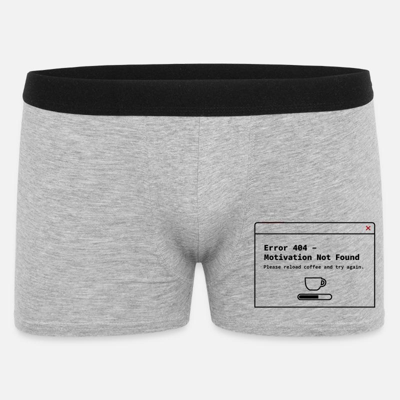 404 Motivation nicht gefunden– System Error Coffee - Männer Boxer Shorts - Grau meliert