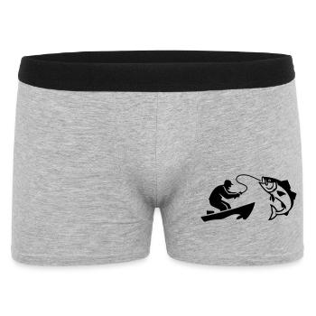 Angler Boat Fish Silhouette - Men's Boxer Shorts - heather grey - Front