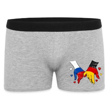 Drapeau russe-allemand se tenant la main - Boxer Homme - gris chiné - Devant