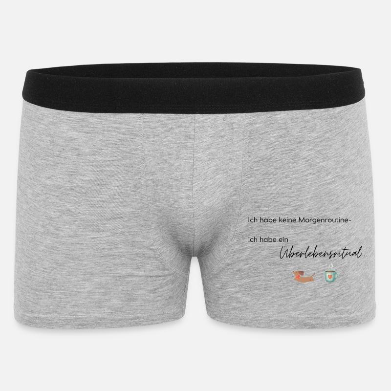 LIEBEVOLL Morgenroutine Dackel  - Männer Boxer Shorts - Grau meliert