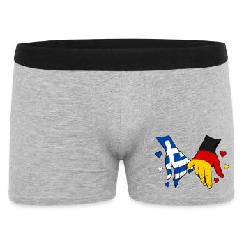 Greece Germany Flag Holding Hands - Men's Boxer Shorts - heather grey - Front