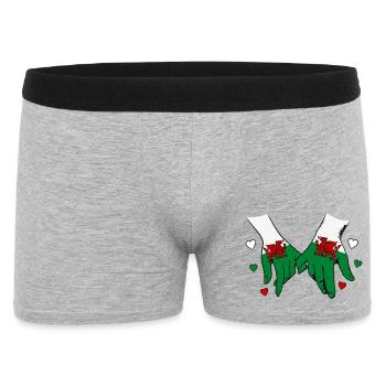 Wales_Flagge_Haendehalten - Männer Boxer Shorts - Grau meliert - Vorne