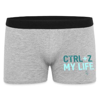 Developer Fun Hoodie, CTRL + Z My Life , Tasse - Männer Boxer Shorts - Grau meliert - Vorne