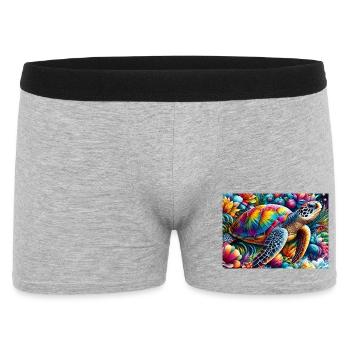Tortue tropicale arcenciel sur fleurs - Boxer Homme - gris chiné - Devant