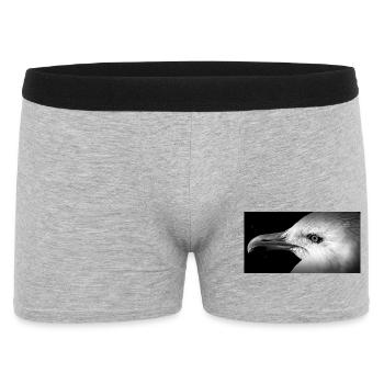 Schwarzweißes Möwenprofil - Männer Boxer Shorts - Grau meliert - Vorne